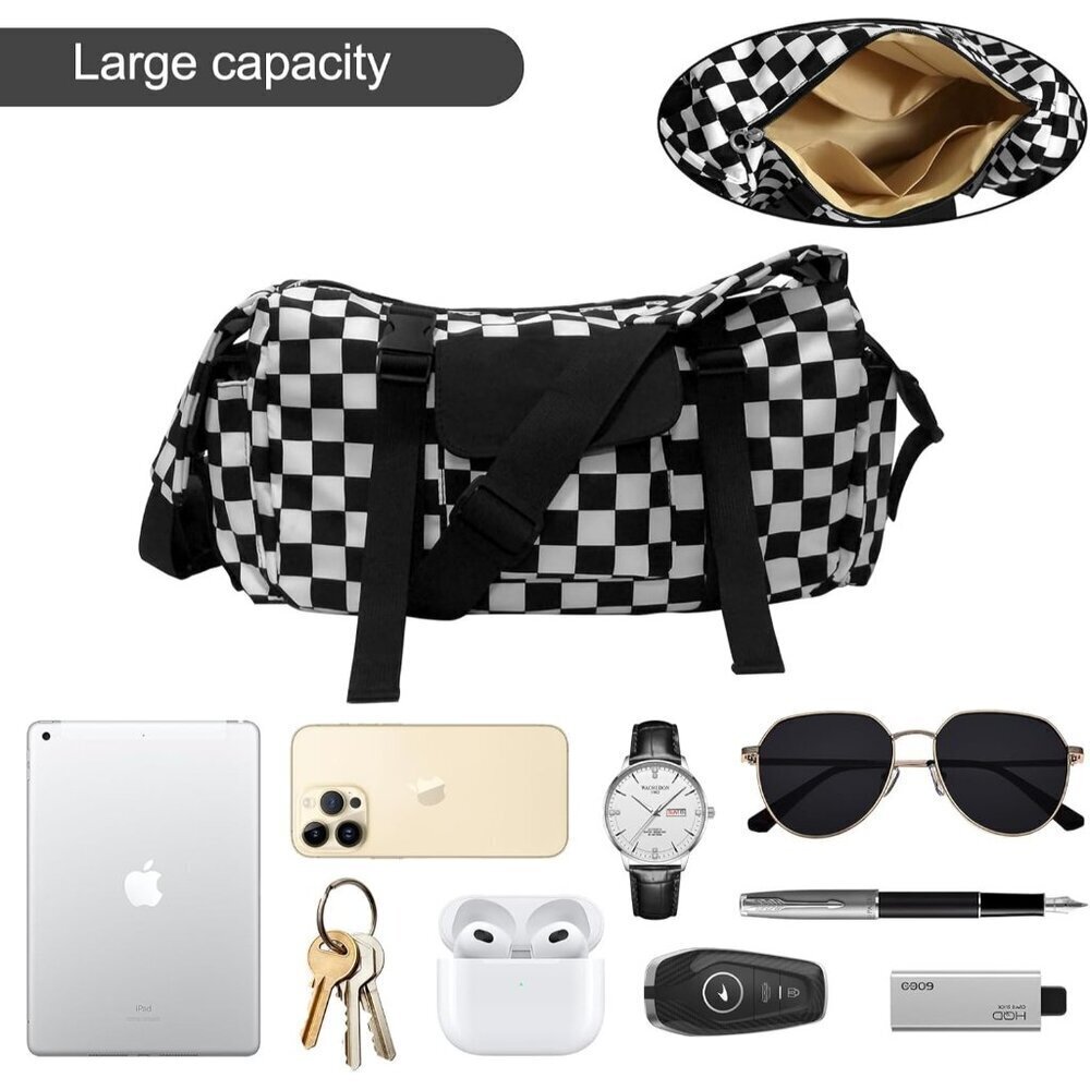 Women Crossbody Bag Nylon Small Purse with Multiple Pockets Adjustable Strap - Picture 6 of 7